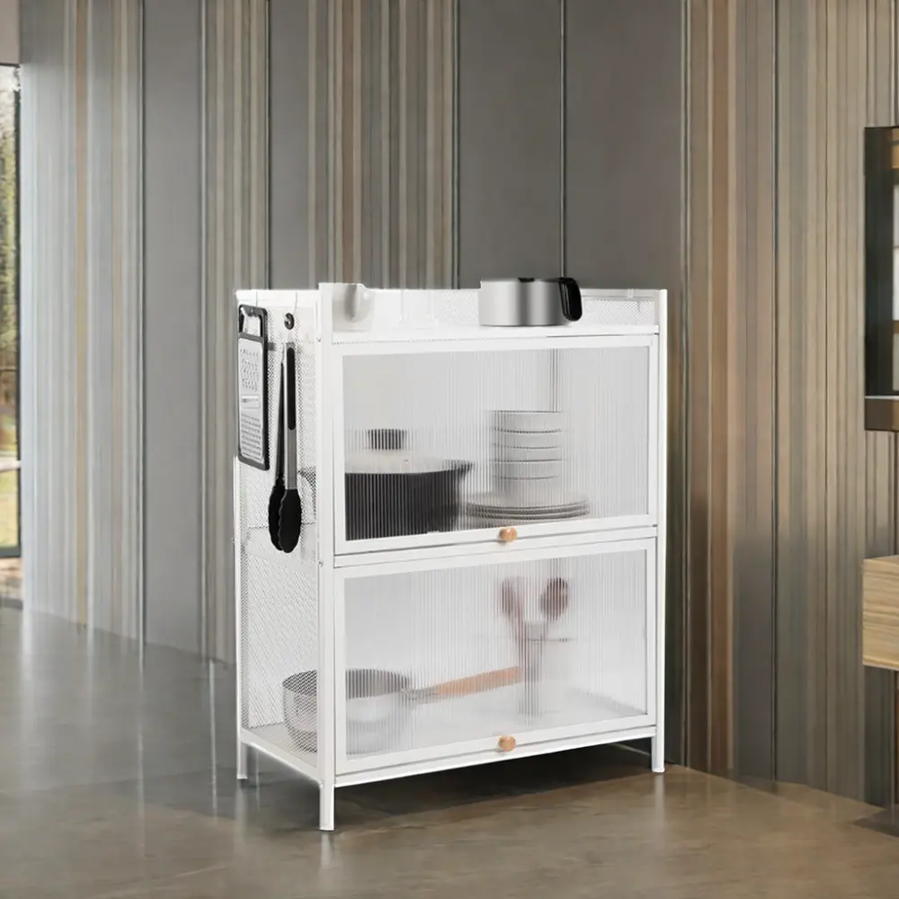 Yeni Trend 3-Layer paslanmaz çelik çerçeve tezgah mutfak depolama raf ahşap dolap aracı depolama için banyo veya mutfak