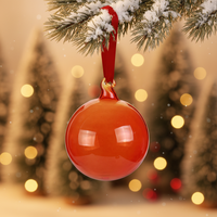 Vente en gros boule de verre transparent rouge Ornements de Noël cadeau promotionnel Boules de sapin de Noël Respectueux de l'environnement