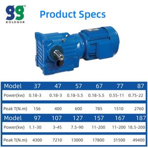 มอเตอร์เกียร์ลดความเร็วแบบเฮลิคอลเบเวล OEM รุ่น K ซีรีส์ พร้อมมอเตอร์ AC 4 โพล - Product Image 5
