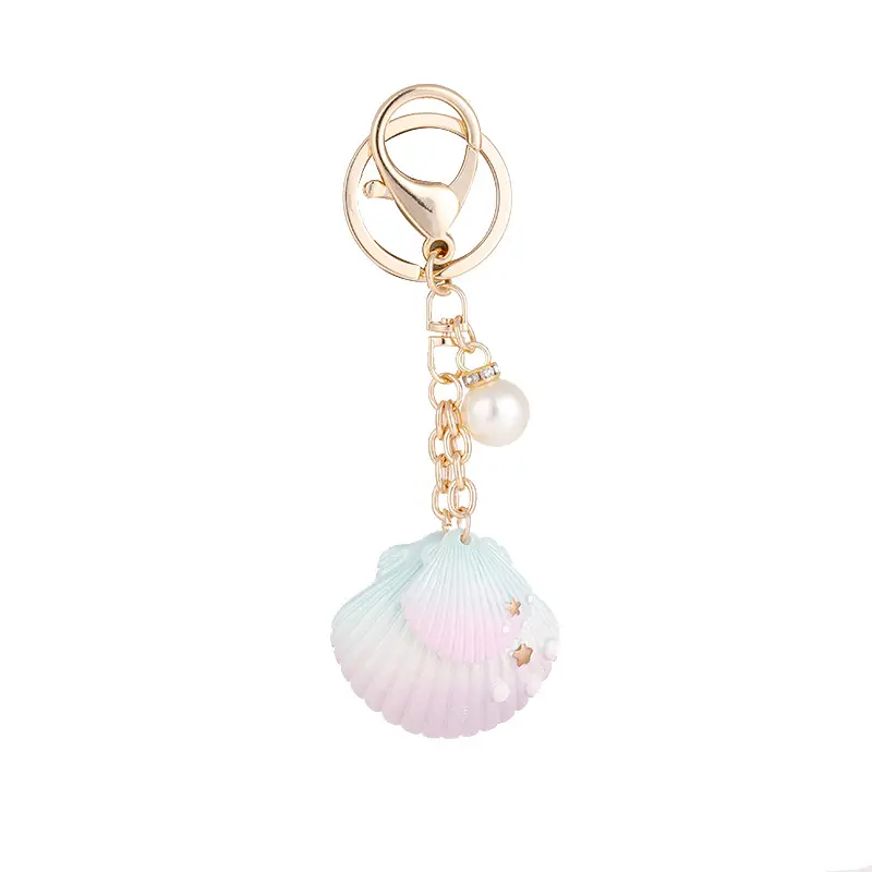 Vỏ biển Keychain Keyring loạt Đại Dương Mặt dây chuyền món quà lưu niệm bán buôn màu sắc sáng tạo ốc xà cừ Seashell ngọc trai Móc chìa khóa túi quyến rũ