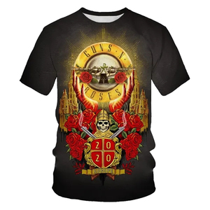 Nuova <span class=keywords><strong>T</strong></span>-<span class=keywords><strong>Shirt</strong></span> stampa estiva maglietta sportiva di moda Casual Punk top Rose <span class=keywords><strong>Rock</strong></span> <span class=keywords><strong>Band</strong></span> 3D manica corta da uomo divertente Hip Hop Unisex - Product Image 1