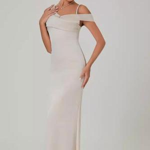 Robe <span class=keywords><strong>de</strong></span> mariée haut <span class=keywords><strong>de</strong></span> gamme blanche coupe sirène avec dentelle décorative, idéale pour l'été, traîne chapelle, longueur ras du sol - Product Image 3