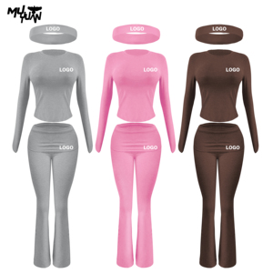 Individuelles Sexy 2-teiliges Lounge-Set mit Umklappbarem Gummibund aus Jersey für Damen – Kurze oder Lange Outfits, 2-Teiler für Frauen - Product Image 1