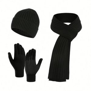 Beanie Hat Warm Fleece Knit Hats Touch Screen Gloves Neck <b>Scarf</b> Set Winter Gifts for Unisex Promotional Gift - Product Image 4
