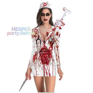 Disfraz de Enfermera Zombi de Halloween, el Más Popular de HP, Uniforme Ajustado de Manga Larga para Mujer - Product Image 1