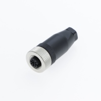 Connecteur d'aviation circulaire M12 femelle droit à assembler sur site, auto-câblable, 4 broches, pour capteur industriel