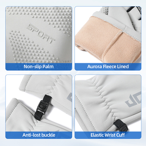 <span class=keywords><strong>Gants</strong></span> de sport pour femmes pour activités de plein air en hiver, légers, imperméables, doublés de polaire, compatibles avec les écrans tactiles, paume antidérapante, poignet en tricot élastique - Product Image 4