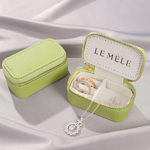 Personal Logo Customized Hot Sale Mini Travel Leather Zipper Necklace Jewelry <b>Box</b> <b>Earring</b> Storage Jewelry Popular Jewelry <b>Box</b> - Product Image 4