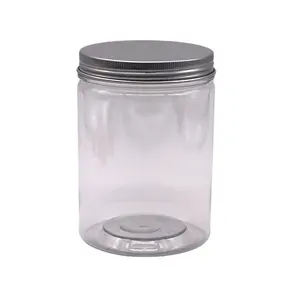 free sample 500cc PET BPA free sterile food grade plastic cookie nuts storage jar with aluminum lid