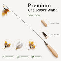 Bâton de chatouillage flexible en fil d'acier avec poignée en bois massif pour l'exercice actif des animaux de compagnie en intérieur, jouets interactifs pour chats