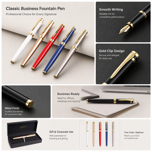Pluma Estilográfica Clásica de Lujo con Juego de Tinta, Pluma Metálica Ejecutiva de Lujo con Caja de Regalo y Bolsa, el Mejor Regalo Pequeño para Negocios o Bodas - Product Image 2