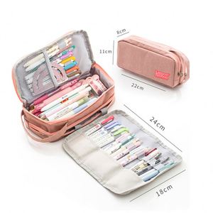 Étui à crayons et stylos en cuir PU rose coréen, grande capacité, personnalisé, mignon pour filles, étudiants, bureau, vente en gros <span class=keywords><strong>2023</strong></span> - Product Image 1