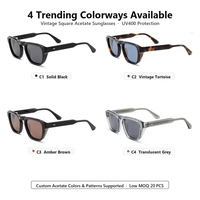 Lunettes de soleil vintage carrées en acétate pour hommes et femmes, monture épaisse avec double rivet, protection UV400, vente en gros OEM