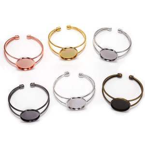 Double-Lined <b>Bracelet</b> Base Round Adjustable <b>Copper</b> Plated For <b>Bracelet</b> Making Silver Gold Antique Bronze Rhodium Gunmetal Rose - Product Image 5