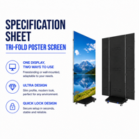 Écran LED pliable à trois volets P1.86 P2.5, signalisation numérique portable, kiosque publicitaire double face pour événements de vente au détail et expositions