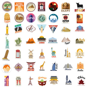 50 autocollants de sites touristiques mondiaux, autocollants de <span class=keywords><strong>voyage</strong></span> pour ordinateur portable, valise de <span class=keywords><strong>voyage</strong></span>, carnet, album de <span class=keywords><strong>scrapbooking</strong></span>, bouteille d'eau, vélo, ordinateur - Product Image 3