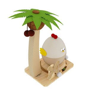 Vertical Sisal <b>Cat</b> <b>Scratching</b> <b>Post</b> Solid Wood Spinner Coconut Tree Chicken Design Wear Resistant Medium <b>Cat</b> Toy - Product Image 2