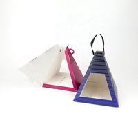 Boîte pliante en papier pyramide de haute qualité avec fenêtre et poignée en corde pour mariage, fête d'anniversaire, événement, emballage cadeau