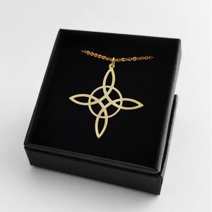 Collana con nodo di strega magica 316l in acciaio inossidabile Pvd 18k placcato oro gioiello spirituale collana celtica sacra amuleto Wiccan - Product Image 5