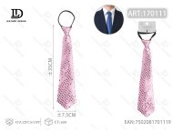 Cravatta con Paillettes 7,5cm*35cm Rosa Chiaro con Motivo a Cerniera, Formale e Resistente - Product Image 1