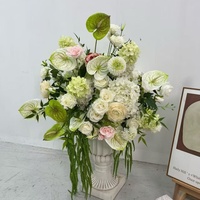 K83 Nouvelle Tendance Bouquet de Fleurs Artificielles Fait Main Blanc et Vert pour Mariage, Composition de Calla, Rose et Hortensia, Boule de Fleurs de 60cm