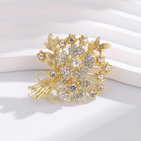 Nouvelle conception d'usine : Broche fleurie en alliage avec strass pour vêtements féminins, accessoires de manteau, motif bouquet de fleurs