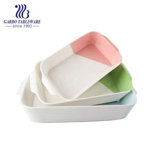 Juego de platos rectangulares de porcelana para hornear, utensilios de cocina de cerámica resistentes al calor, con mango de color, plato fino para hornear - Product Image 2
