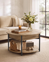 Table console ronde en bois moderne SENYU avec étagère de rangement et plateau réglable pour le mobilier de salon