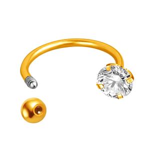Phẫu thuật Thép + tinh thể thép không gỉ mạ vàng Thông tư Barbell vách ngăn Vòng móng ngựa piercing đồ trang sức - Product Image 3