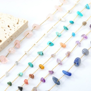 Bracelets pour femmes, style bohème, plaqué or 18 carats, acier inoxydable, bijoux, fleurs colorées, chaîne en forme de cœur, bracelets en pierres naturelles - Product Image 6