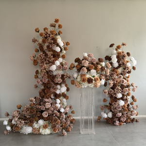 Set Floreale a Corno per Matrimoni, Torre di Fiori Marrone Caffè, Fiori Artificiali per Arco, per Vetrine di Showroom e Decorazioni Nuziali - Product Image 4