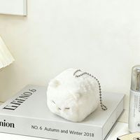 Porte-clés en peluche de coton chat mignon de 10 cm, pendentif chat doux en forme de tofu, breloque de sac, poupée en peluche