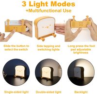 Veilleuse en forme de pain grillé, rechargeable, minuterie, luminosité réglable, mignonne, LED, cadeaux de vacances, portable, lampe de chevet pour chambre à coucher
