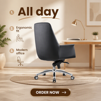 Chaise de bureau de gestionnaire ergonomique pivotante en aluminium en cuir PU marron traditionnel d'usine