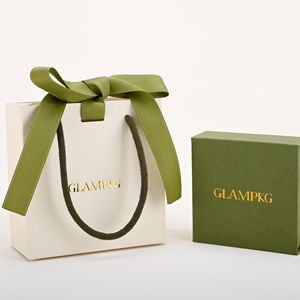 GLAMPKG - Caja de Joyería con Logotipo Estampado en Caliente Personalizado al por Mayor, Bolsa de Papel para Almacenamiento de Joyas con Asa de Listón para Regalo - Product Image 1