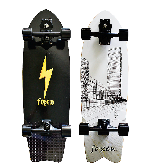 FOXEN Surfskate Complete Board 7 Layers Canadian Hard Rock Maple Fish Shape Land Surf Skateboard for Outdoor Sport Custom OEM