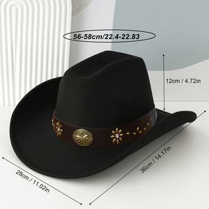 Sombreros Fedora de <span class=keywords><strong>Jazz</strong></span> al por Mayor con Banda de Cuero, Color Sólido, Fieltro de Lana Pura, Ajustables, Unisex, para las Cuatro Estaciones, Estilo Casual Occidental para Exteriores - Product Image 2