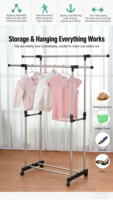 Porte-vêtements en acier inoxydable gain de place Extension Organisateur de vêtements en métal Hauteur réglable Porte-vêtements pour magasin Maison