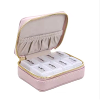 Vente chaude De Luxe Portable Multicolore Haute Capacité PU Matériel Voyage Pilulier Boîte À Bijoux avec Fermeture Éclair
