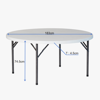 Table ronde pliante en plastique moderne de gros pour banquet d'événements de fête en plein air