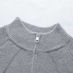 Men's Solid Color Half Zip <b>Pullover</b> <b>Sweater</b> 100% Cotton Anti Pilling Winter Long Sleeve Casual Top - Product Image 2