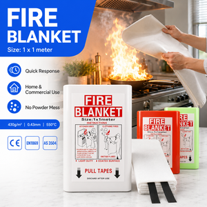 Couverture anti-feu en fibre de verre avec étui en PVC 1x1m pour la sécurité en cuisine, certifiée CE, vente en gros, fournisseur - Product Image 1