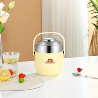 Boîte à lunch isotherme ronde portable de 1,5 L avec poignée, boîte bento pour les officiers et les enfants, vente en gros