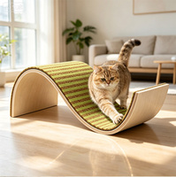 Grattoir pour chat en liège naturel et feutre en forme de S, planche à gratter incurvée rayée pour le repos des chats d'intérieur