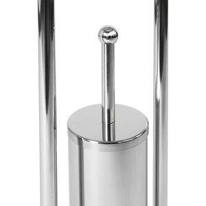 Porte-papier toilette en acier inoxydable avec support pour brosse, 22x80 cm, couleur argent, accessoire de salle de bain - Product Image 3