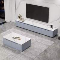 Ensemble Meuble TV et Table Basse en Bois Massif Moderne, Style Luxe Léger, pour Usage Domestique, Meuble de Rangement TV en Bois Massif, Vente en Gros à Prix Abordable