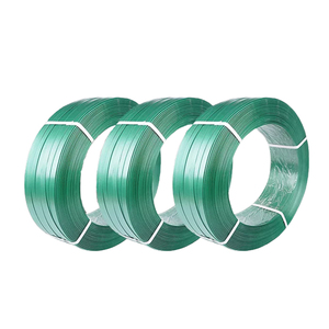 Venta al por mayor 16mm 19mm <span class=keywords><strong>PET</strong></span> Correa Banda Verde en relieve suave plástico poliéster paleta embalaje banda <span class=keywords><strong>PET</strong></span> flejado banda rollo - Product Image 1