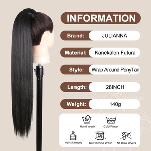 Julianna Hair Sintetico Kanekalon Pelo Fibra Natural Wrap Around <span class=keywords><strong>El</strong></span> Shampoo De Cola De <span class=keywords><strong>Caballo</strong></span> Cintetica Rizado Extensiones Liso - Product Image 3