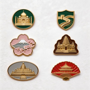 Pins de solapa esmaltados de la Gran Muralla y <span class=keywords><strong>el</strong></span> Monte Fuji, monumento asiático, impresión UV, recuerdo de <span class=keywords><strong>viaje</strong></span>, insignia de metal personalizada, broche, emblema moderno - Product Image 1