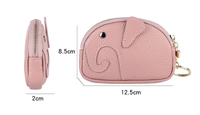 Porte-monnaie pour femme en cuir véritable, design mini éléphant mignon Kawaii, avec porte-clés, pour filles